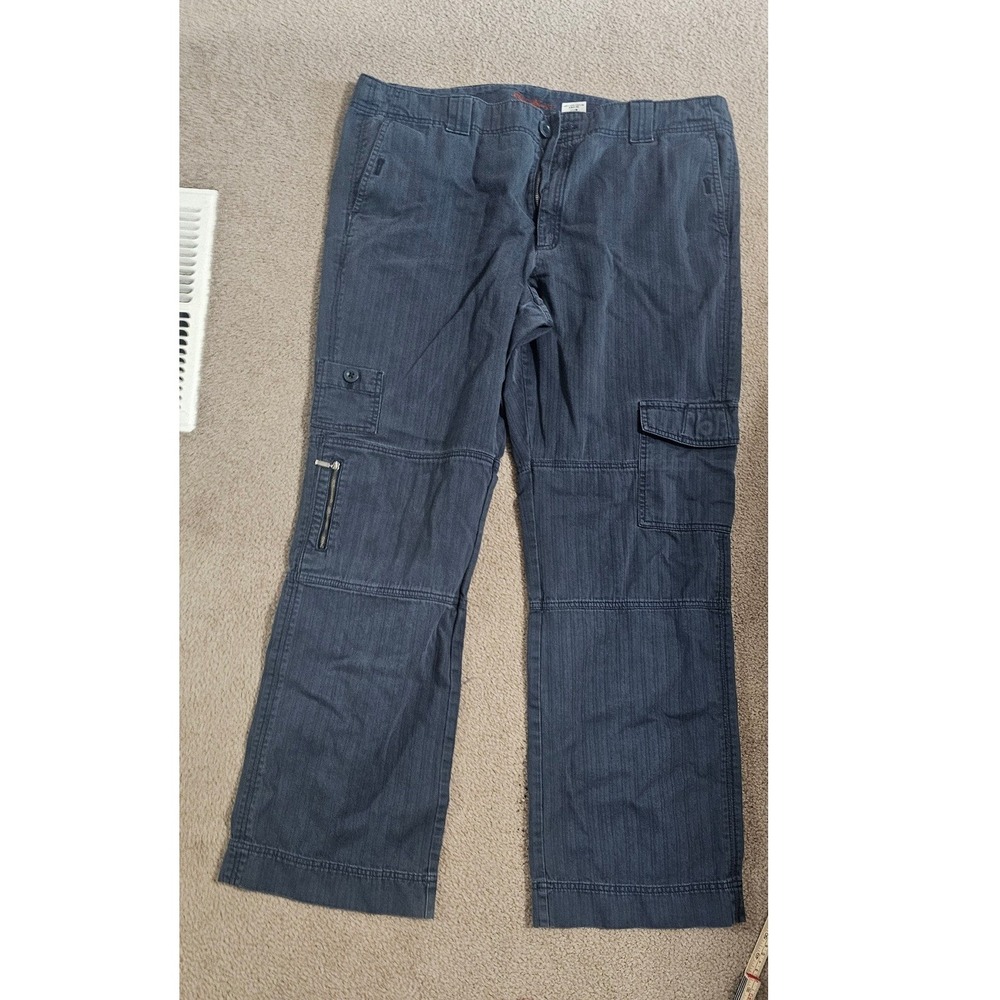 Eddie Bauer Mens Navy Blue Cargo Pants Cotton Wide Leg Utility Trousers Size 20T